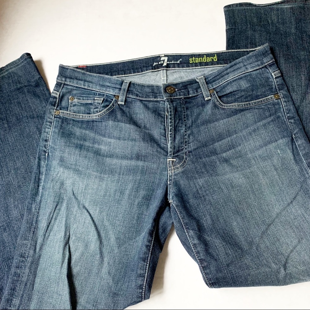 7 For All Mankind Standard Straight Leg Blue Jeans